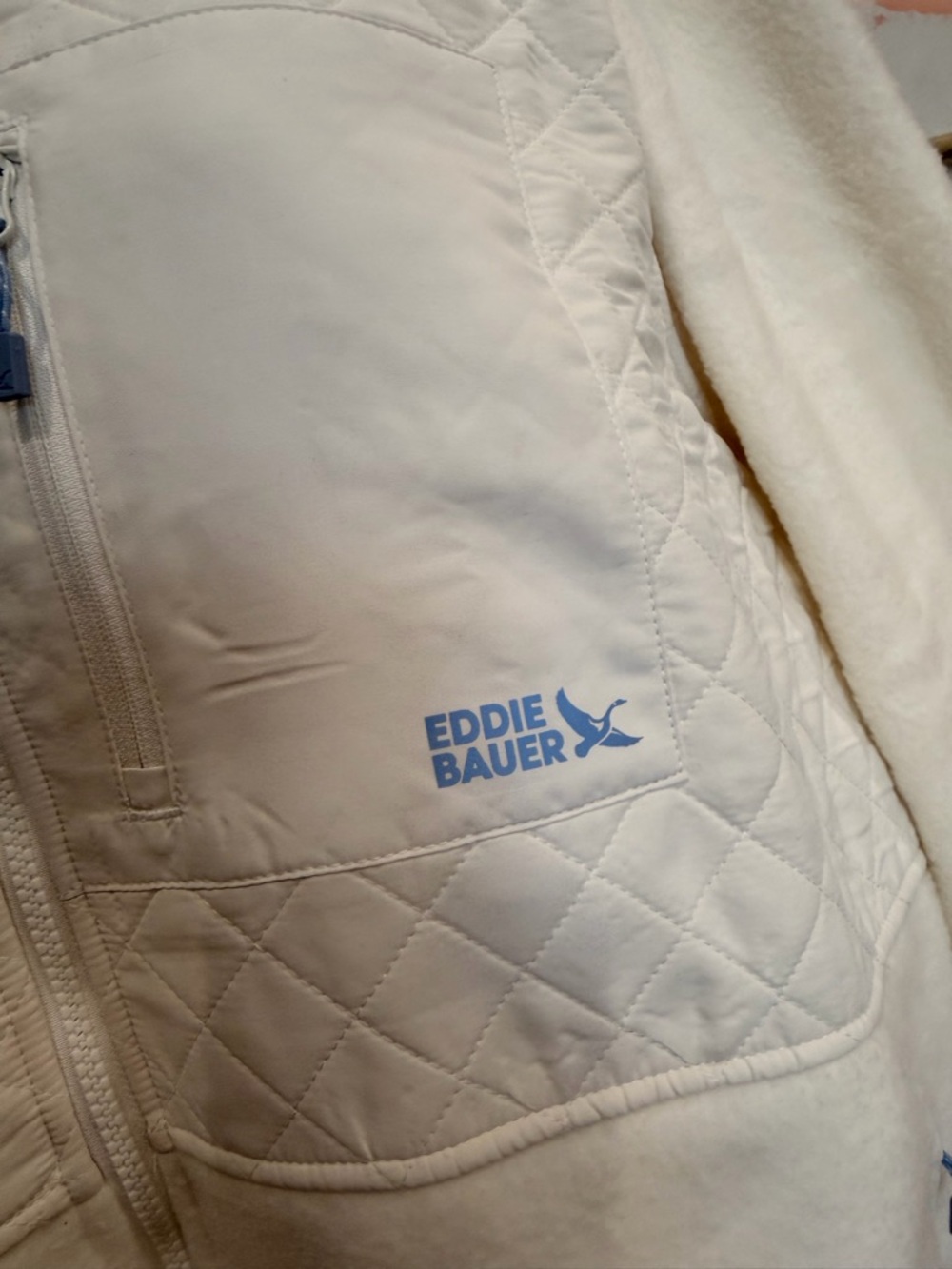 Eddie Bauer Cream Quilted / Fleece Full Zip Jacket Cream - Picture 2 of 12